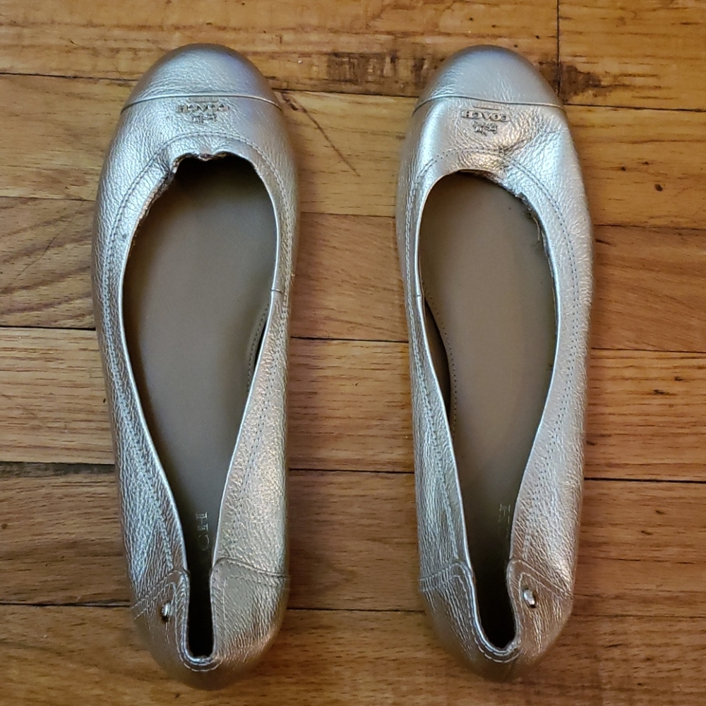 Gold coach ballet flats